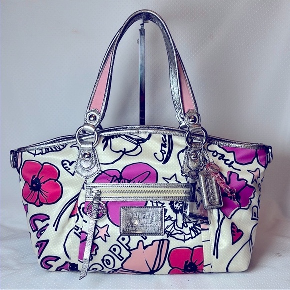 Coach | Bags | Euc Coach Poppy Rocker Satin Metallic Leather With Long ...
